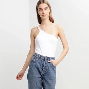 Topshop One Shoulder White Bodysuit